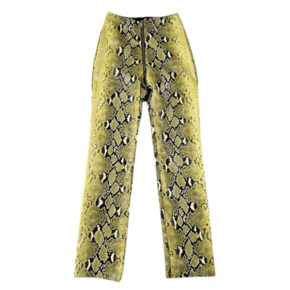I.AM.GIA Snakeskin Yellow Green Print Faux High Waist Pants Zip All Around M EUC - Picture 2 of 11